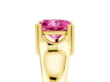 Yellow gold Princess Cut Pink Sapphire Solitaire Ring with Wide Band and Prong Setting_29