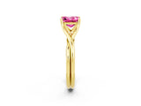 Yellow gold Princess Cut Pink Sapphire Solitaire Twist Band Prong Setting Ring_74