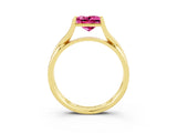 Yellow gold Princess Cut Pink Sapphire Solitaire Twist Band Prong Setting Ring_75