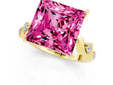 Yellow gold Princess Cut Pink Sapphire Solitaire Twisted Band with Round  Accents and Prong Setting_13