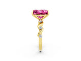 Yellow gold Princess Cut Pink Sapphire Solitaire Twisted Band with Round  Accents and Prong Setting_14