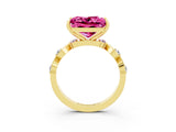Yellow gold Princess Cut Pink Sapphire Solitaire Twisted Band with Round  Accents and Prong Setting_15