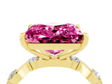 Yellow gold Princess Cut Pink Sapphire Solitaire Twisted Band with Round  Accents and Prong Setting_16
