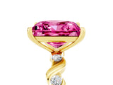 Yellow gold Princess Cut Pink Sapphire Solitaire Twisted Band with Round  Accents and Prong Setting_17