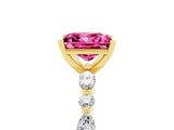 Yellow gold Princess Cut Pink Sapphire Solitaire with Side Stones on a Pavé Band and Four-Prong Setting_29