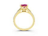 Yellow gold Princess Cut Pink Sapphire Split Shank Engagement Ring with Pavé Band_27