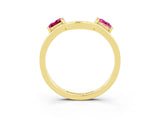 Yellow gold Princess Cut Pink Sapphire Two-Stone Open Band Ring with Four-Prong Setting_21