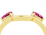 Yellow gold Princess Cut Pink Sapphire Two-Stone Open Band Ring with Four-Prong Setting_22