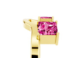 Yellow gold Princess Cut Pink Sapphire Two-Stone Open Band Ring with Four-Prong Setting_23