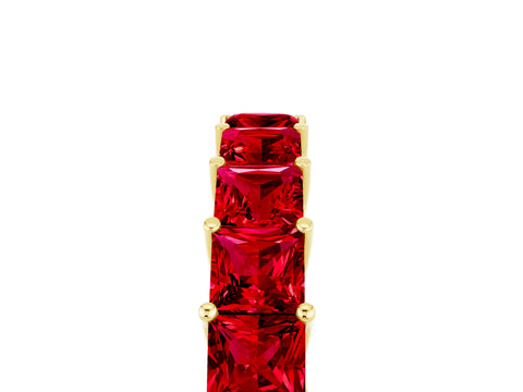 Yellow gold Princess Cut Ruby Channel-Set Eternity Band with Prong Setting_11