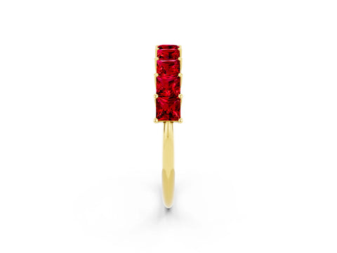 Yellow gold Princess Cut Ruby Channel-Set Eternity Band with Prong Setting_8
