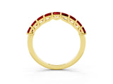 Yellow gold Princess Cut Ruby Channel-Set Eternity Band with Prong Setting_9