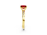 Yellow gold Princess Cut Ruby Engagement Ring with Side Stone Accents and Four-Prong Setting_41