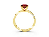 Yellow gold Princess Cut Ruby Engagement Ring with Side Stone Accents and Four-Prong Setting_63