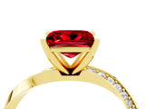 Yellow gold Princess Cut Ruby Engagement Ring with Side Stone Accents and Four-Prong Setting_64
