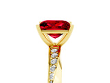 Yellow gold Princess Cut Ruby Engagement Ring with Side Stone Accents and Four-Prong Setting_65