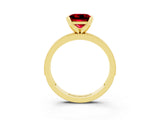 Yellow gold Princess Cut Ruby Milgrain Pavé Engagement Ring with Four-Prong Setting_15