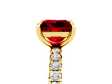 Yellow gold Princess Cut Ruby Pavé Solitaire Ring with Round Band and Prong Setting_29