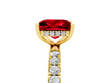 Yellow gold Princess Cut Ruby Pave Band Solitaire Ring with Four-Prong Setting_17