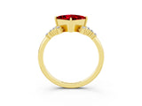 Yellow gold Princess Cut Ruby Ring with Side Stones and Four-Prong Setting_39