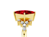 Yellow gold Princess Cut Ruby Ring with Side Stones and Four-Prong Setting_41