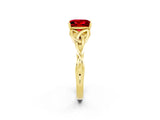 Yellow gold Princess Cut Ruby Solitaire Celtic Knot Ring with Four-Prong Setting_14