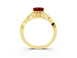 Yellow gold Princess Cut Ruby Solitaire Celtic Knot Ring with Four-Prong Setting_15