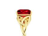 Yellow gold Princess Cut Ruby Solitaire Celtic Knot Ring with Four-Prong Setting_17