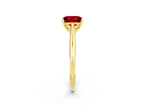 Yellow gold Princess Cut Ruby Solitaire Engagement Ring with Cathedral Setting and Four-Prong Mount_14