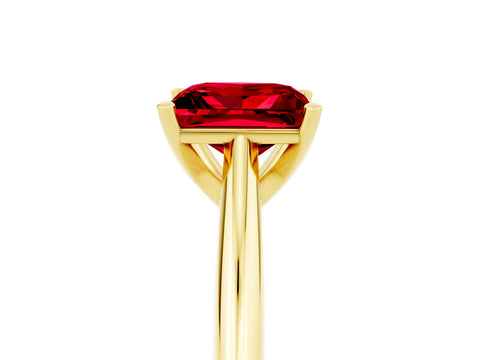 Yellow gold Princess Cut Ruby Solitaire Engagement Ring with Cathedral Setting and Four-Prong Mount_17