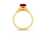 Yellow gold Princess Cut Ruby Solitaire Engagement Ring with Cathedral Setting and Four-Prong Mount_21