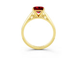Yellow gold Princess Cut Ruby Solitaire Engagement Ring with Cathedral Setting and Four-Prong Mount_27