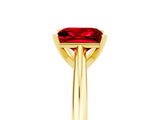 Yellow gold Princess Cut Ruby Solitaire Engagement Ring with Cathedral Setting and Four-Prong Mount_29
