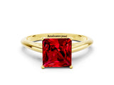 Yellow gold Princess Cut Ruby Solitaire Engagement Ring with Cathedral Setting and Four-Prong Mount_66