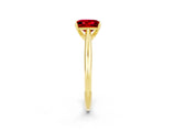 Yellow gold Princess Cut Ruby Solitaire Engagement Ring with Cathedral Setting and Four-Prong Mount_68