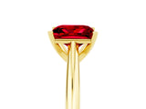 Yellow gold Princess Cut Ruby Solitaire Engagement Ring with Cathedral Setting and Four-Prong Mount_71