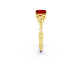 Yellow gold Princess Cut Ruby Solitaire Engagement Ring with Celtic Knot Band and Four-Prong Setting_2