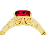 Yellow gold Princess Cut Ruby Solitaire Engagement Ring with Celtic Knot Band and Four-Prong Setting_4