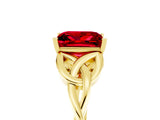 Yellow gold Princess Cut Ruby Solitaire Engagement Ring with Celtic Knot Band and Four-Prong Setting_5