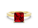 Yellow gold Princess Cut Ruby Solitaire Engagement Ring with Classic Band and Four-Prong Setting_24
