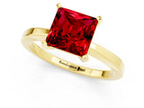 Yellow gold Princess Cut Ruby Solitaire Engagement Ring with Classic Band and Four-Prong Setting_25