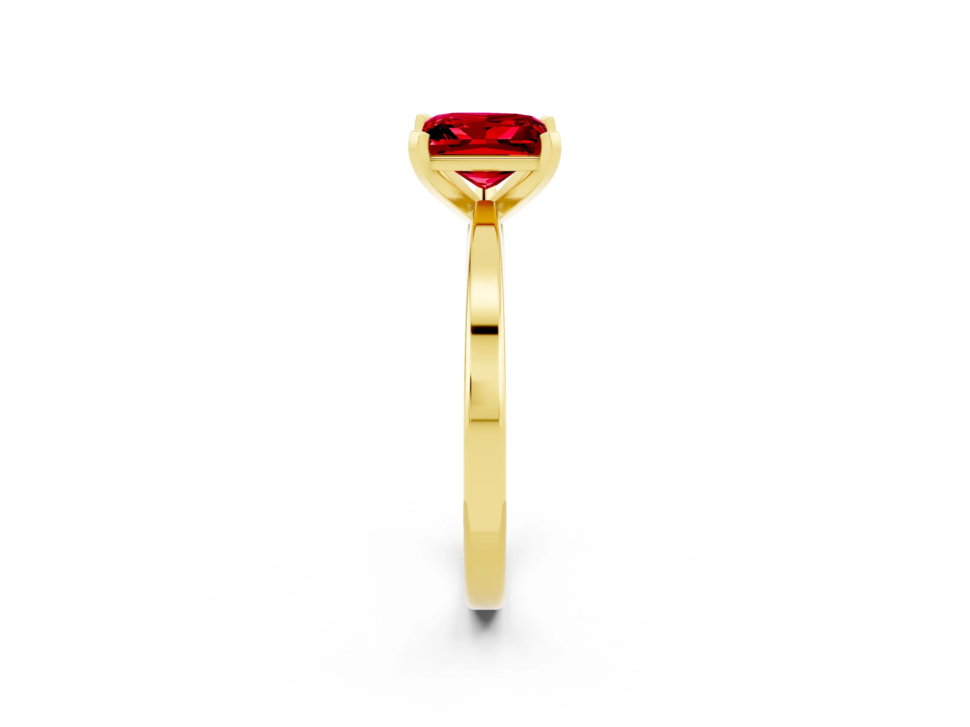 Yellow gold Princess Cut Ruby Solitaire Engagement Ring with Classic Band and Four-Prong Setting_26
