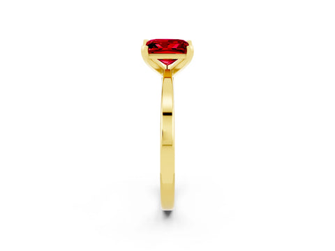 Yellow gold Princess Cut Ruby Solitaire Engagement Ring with Classic Band and Four-Prong Setting_26