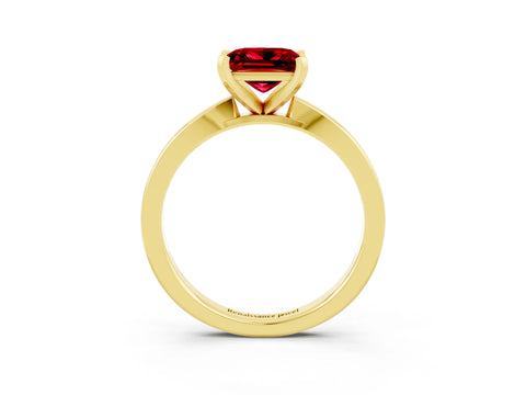 Yellow gold Princess Cut Ruby Solitaire Engagement Ring with Classic Band and Four-Prong Setting_27