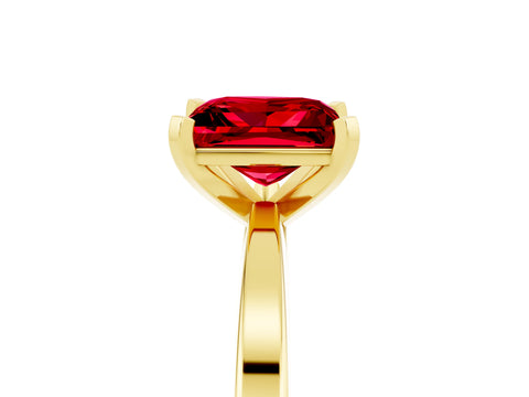 Yellow gold Princess Cut Ruby Solitaire Engagement Ring with Classic Band and Four-Prong Setting_29