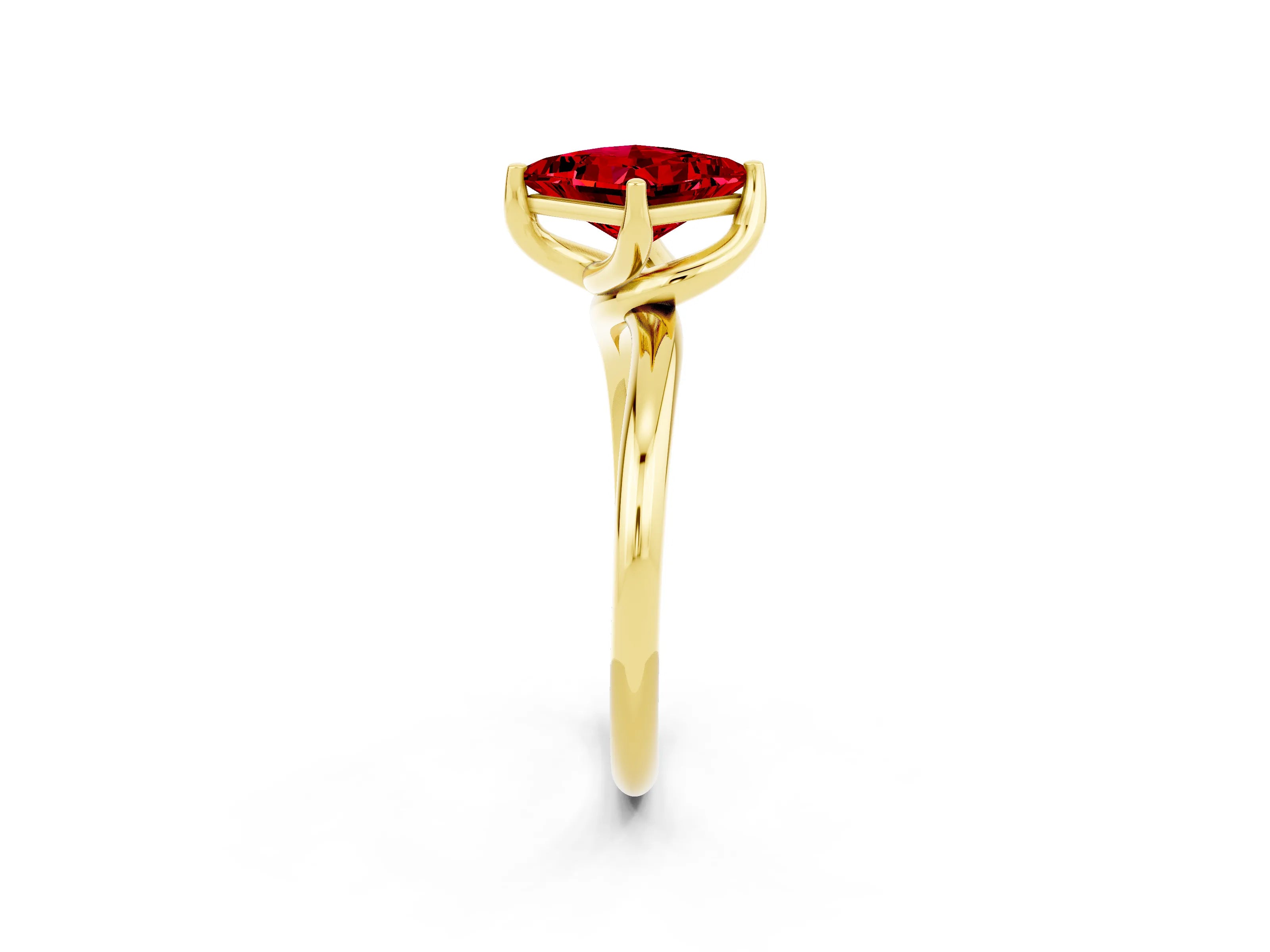 Yellow gold Princess Cut Ruby Solitaire Engagement Ring with Four-Prong Setting and Classic Band_14