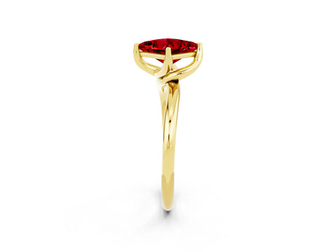 Yellow gold Princess Cut Ruby Solitaire Engagement Ring with Four-Prong Setting and Classic Band_14