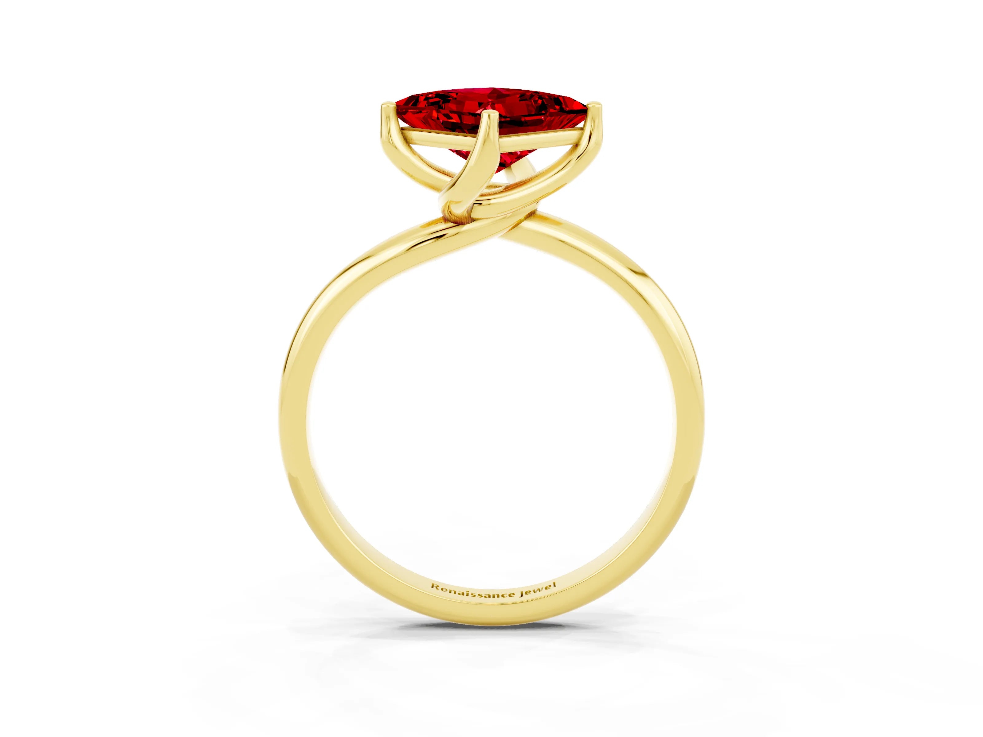 Yellow gold Princess Cut Ruby Solitaire Engagement Ring with Four-Prong Setting and Classic Band_15