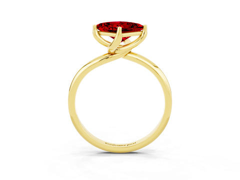 Yellow gold Princess Cut Ruby Solitaire Engagement Ring with Four-Prong Setting and Classic Band_15