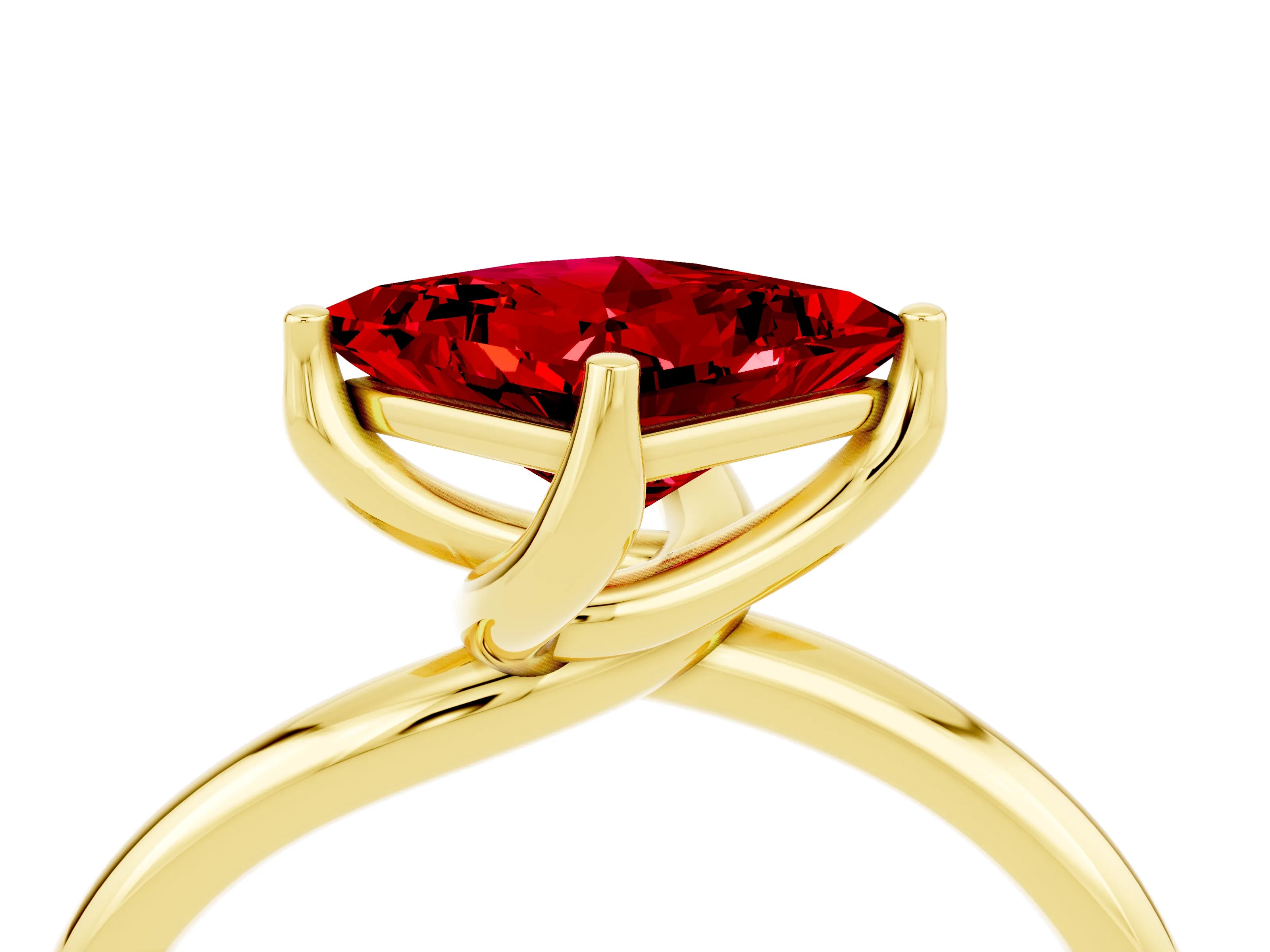 Yellow gold Princess Cut Ruby Solitaire Engagement Ring with Four-Prong Setting and Classic Band_16